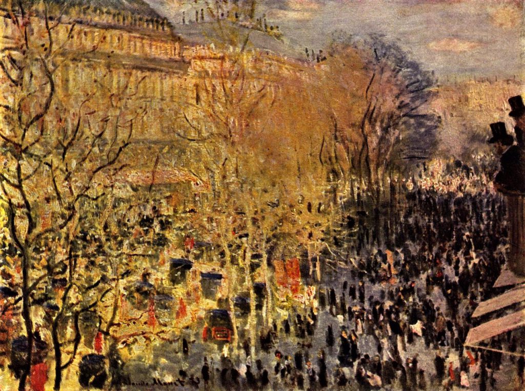 Claude Monet: 1IE-1874-97, Boulevard des Capucines =!? CR292, 1873, Boulevard des Capucines, 61x80, Pushkin (iRx;R22+R127,CR292;R90I,p18;R2,p121;R90II,p24;R87,p163;M96,no3397) Info: painted from the Nadar studio where the 1st 'impressionist' exposition was held. Expos: =solo DR1883-31 =GP1889-19.