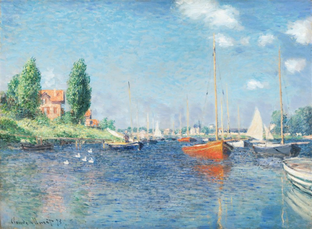 Claude Monet, 2IE-1876-160, Les bateaux d'Argenteuil. Option out of two: 1875, CR369, Red boats, Argenteuil, 60x81, FAM Cambridge (iR51;R2,p163;R90II,p58;R22+R127,CR369;M32,no1951.54)