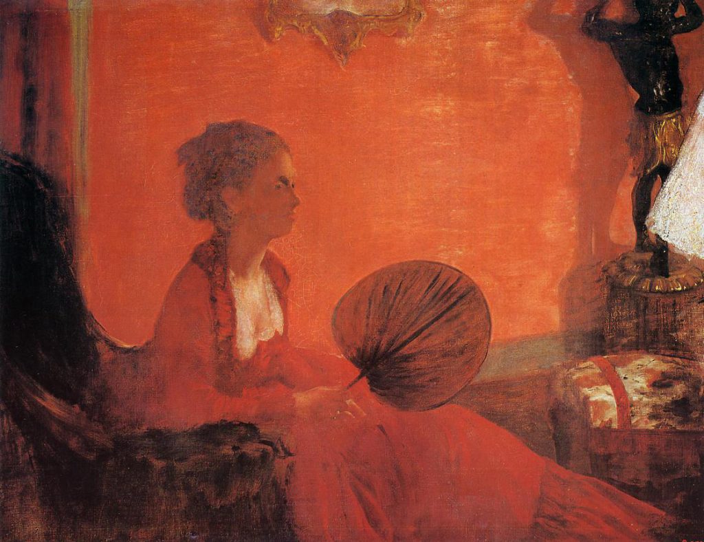 Edgar Degas, 1869-70, CR271, Madame Camus with a Fan, 73x92, NGA Washington (iR2;iR59;R90II,p49+35;R2,p173;R47,p8+47;R26,no258;R27,p93;R114,no271;M21) =S1870-758, Portrait de Mme C... =?? 2IE-1876-43, Portrait, le soir