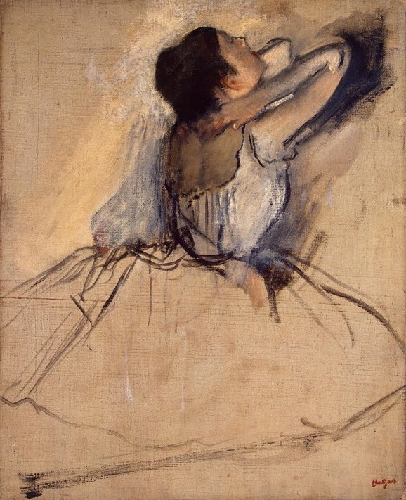 Edgar Degas, 1874-75ca, CR479, Dancer (study), drawing+oil, 41x33, Hermitage (iR2;R26,no480;R2,p311;R90I,p274+278) =?? 5IE-1880-42-2, Dessins