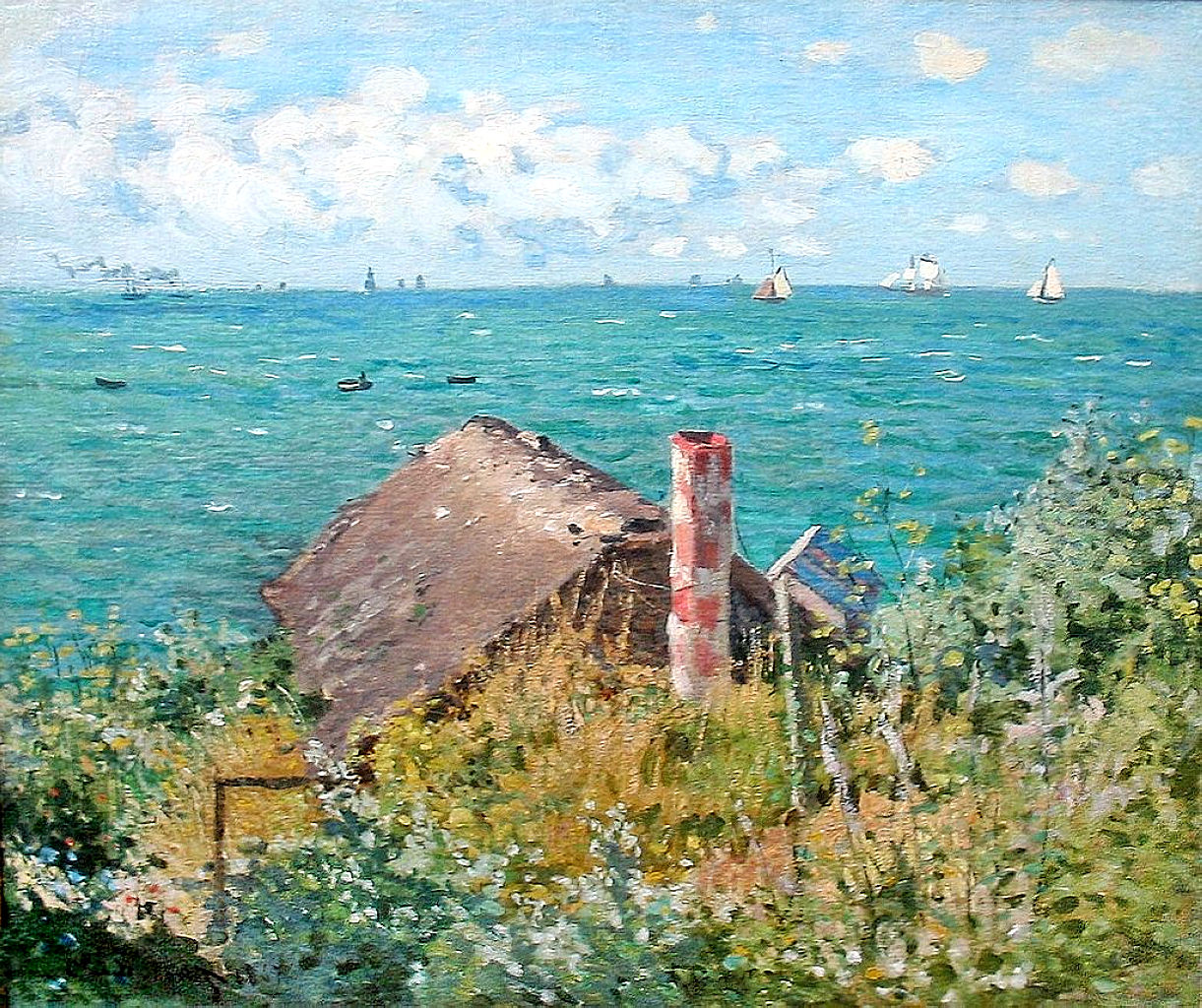 Claude Monet, 3IE-1877-110, Marine (Sainte-Adresse). Probably: 1867, CR94, A hut at Sainte-Adresse, (the Cabin), 52x62, MAH Geneva (iR2;R22+R127,CR94;R2,p205;R90II,p95;M141,no.1990-45). =LVM-1880-15; GP1889-6.