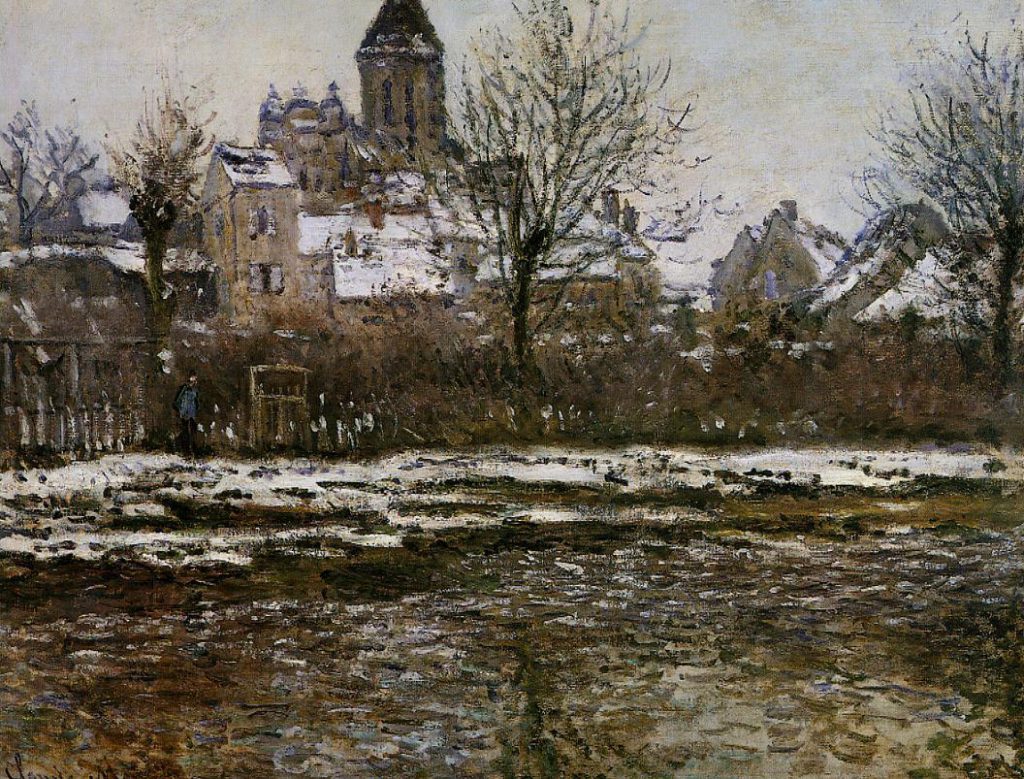 Claude Monet: 4IE-1879-144, Effet de neige à Vétheuil; appartient à M.C. = CR506, 1878-79, the church at Vétheuil, winter, 53x71, Orsay (iR2;R22+R127,CR506;R2,p284;R90II,p133;M1,RF3755) Provenance: 1879/01 Caillebotte; 1896 Musée du Luxembourg