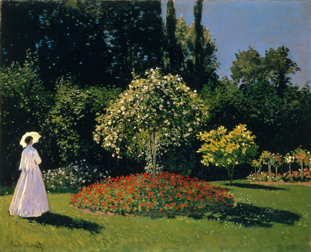 Claude Monet, 4IE-1879-155, Un jardin (1867) = CR68, 1867 (or1866), Jeanne-Marguerite Lecadre in the garden, 80x99, Hermitage (iR51;R22+R127,CR68;R90II,p135;R2,p269;R15,p165;M95,no.6505)