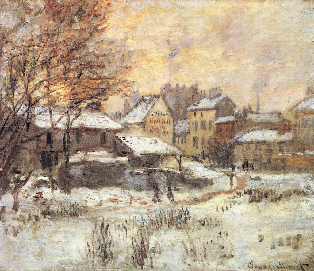 Claude Monet, 4IE-1879-164, Coucher du soleil. Probably: CR362, 1875, Snow Effect, sunset, 53x64, Marmottan (iR51;R90II,p136;R2,p269;R22+R127,CR362;M2,no.4019)