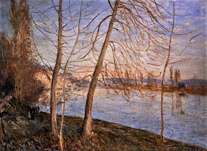 Alfred Sisley, 7IE-1882-165, Le chemin de By. Compare: 1881, Winter Morning - Veneux, 50x81, private