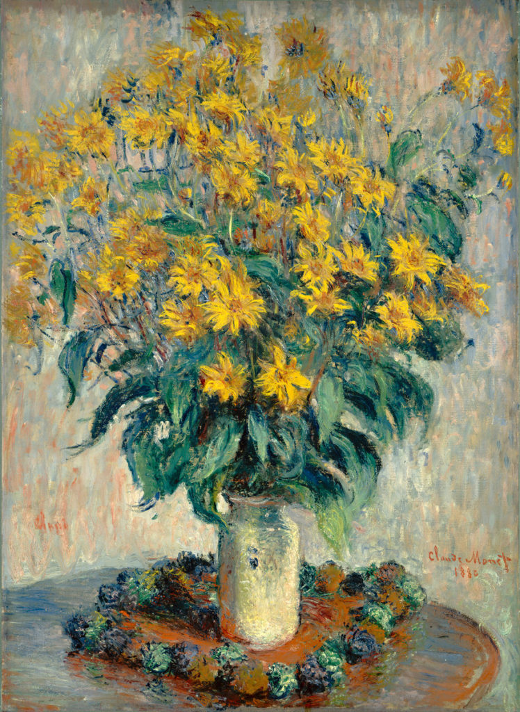 Claude Monet: 7IE-1882-57, Fleurs de topinambour, appartient à M. Cahuzac = CR629, 1880, Jerusalem Artichoke Flowers, 100x73, NGA Washington (iR2;iR51;R22,no629;R90II,p204+219;R2,p395+401;M21)