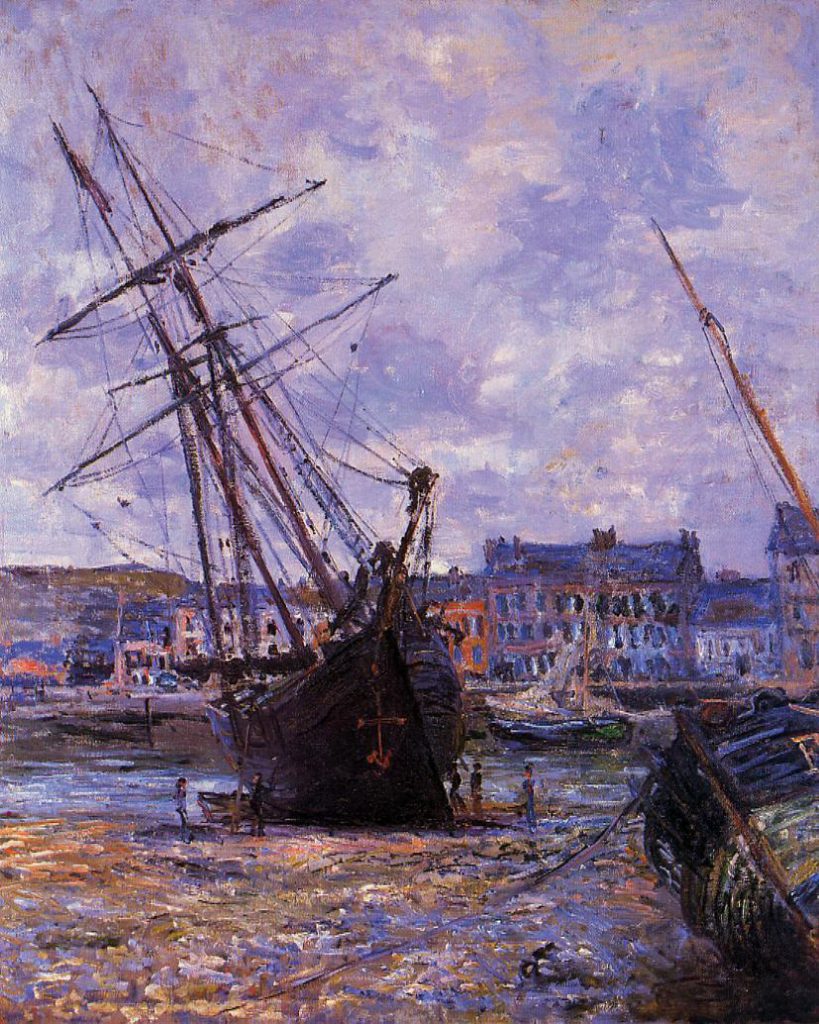 Claude Monet, 7IE-1882-64, Bateau échoué. Now: CR645, 1881, Boats Lying at Low Tide at Fecamp, 80x66, private (iRx;R22,no645;R90II,p205+220;R2,p395)