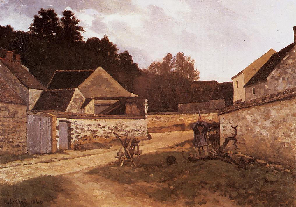 Alfred Sisley, S1866-1786, Une rue de Marlotte; environs de Fontainebleau. Now: 1866, CR3, Village Street in Marlotte, 50x92, AKAA Buffalo (iR2;R166,no4;R129,no3)