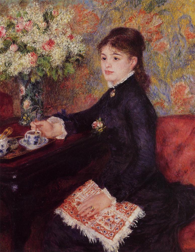 Auguste Renoir: S1878-1883, Le café = 1878, CR272, The Cup of Chocolate (or: Woman drinking coffee), 100x81, private (R30,no315;R31,p299)