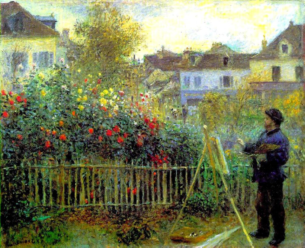 Auguste Renoir: 1873, Monet painting in his garden (in Argenteuil), 61x50, WA Hartford (iR51;M162)