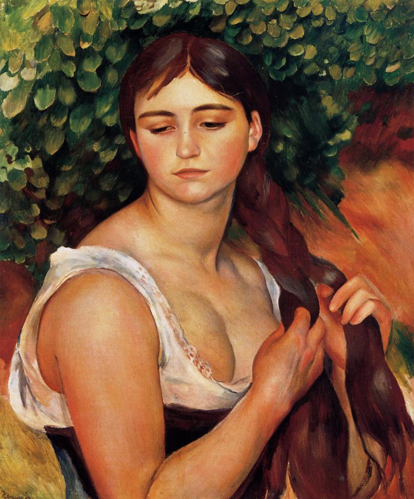 Auguste Renoir: 1884-87, The Braid (Suzanne Valadon), 56x47, private (iRx)