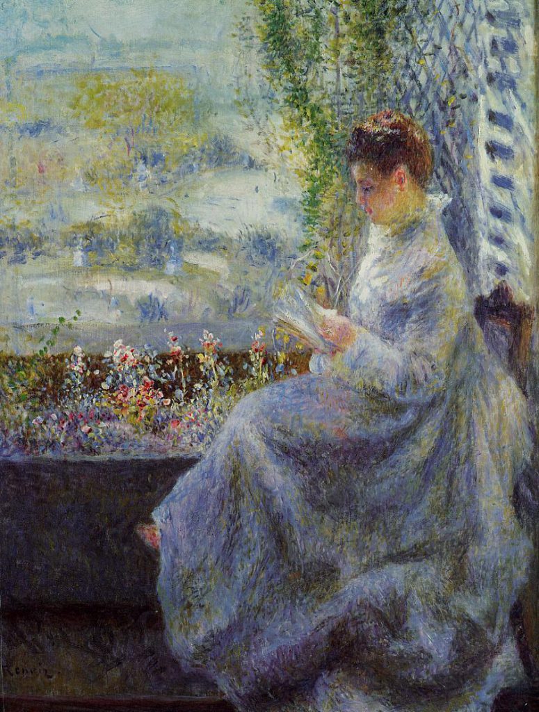 Auguste Renoir: 2IE-1876-213, Liseuse (app. à M. Choquet) = 1876, CR174, Madame Chocquet Reading, 66x55, private NY (iR2;iR22;iR52;R90II,p44+62;R2,p164;R108,no174;R30,no224)