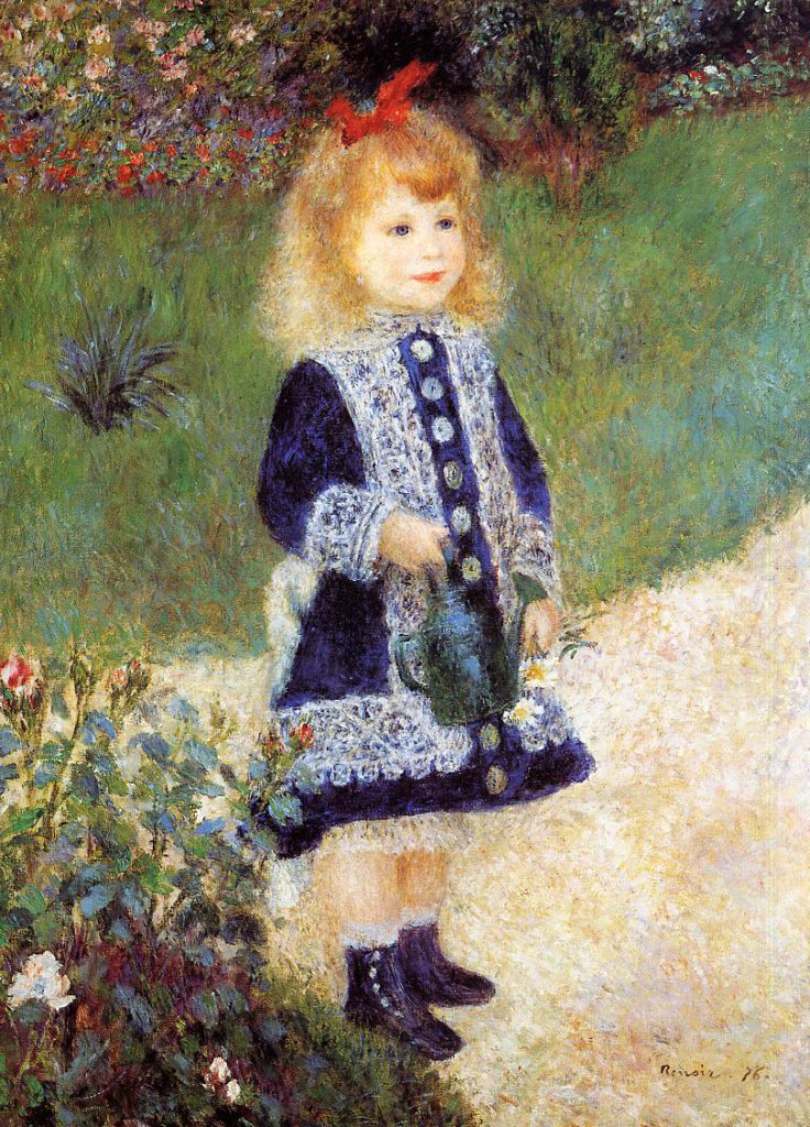 Auguste Renoir: 2IE-1876-215, portrait d'Enfant (app. à M. Choquet). Uncertain option 1: 1876, Girl with a Watering Can, 100x73, NGA Washington (iRx;R30,no228;R2,p164;M21)