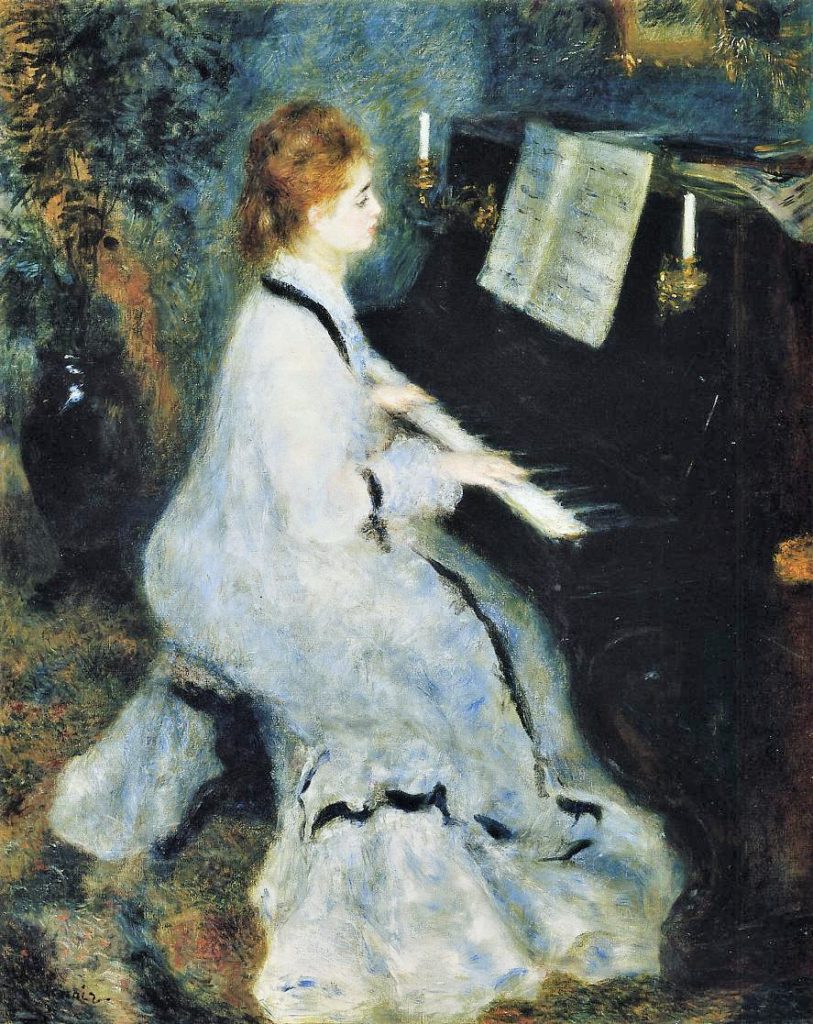 Auguste Renoir: 2IE-1876-219, femme au piano (app. à M. Poupin) = 1876, CR219, Young Woman at the Piano, 93x74, AI Chicago (iR2;R90II,p44+63;R2,p164;R108,no219;R30,no232;M20)