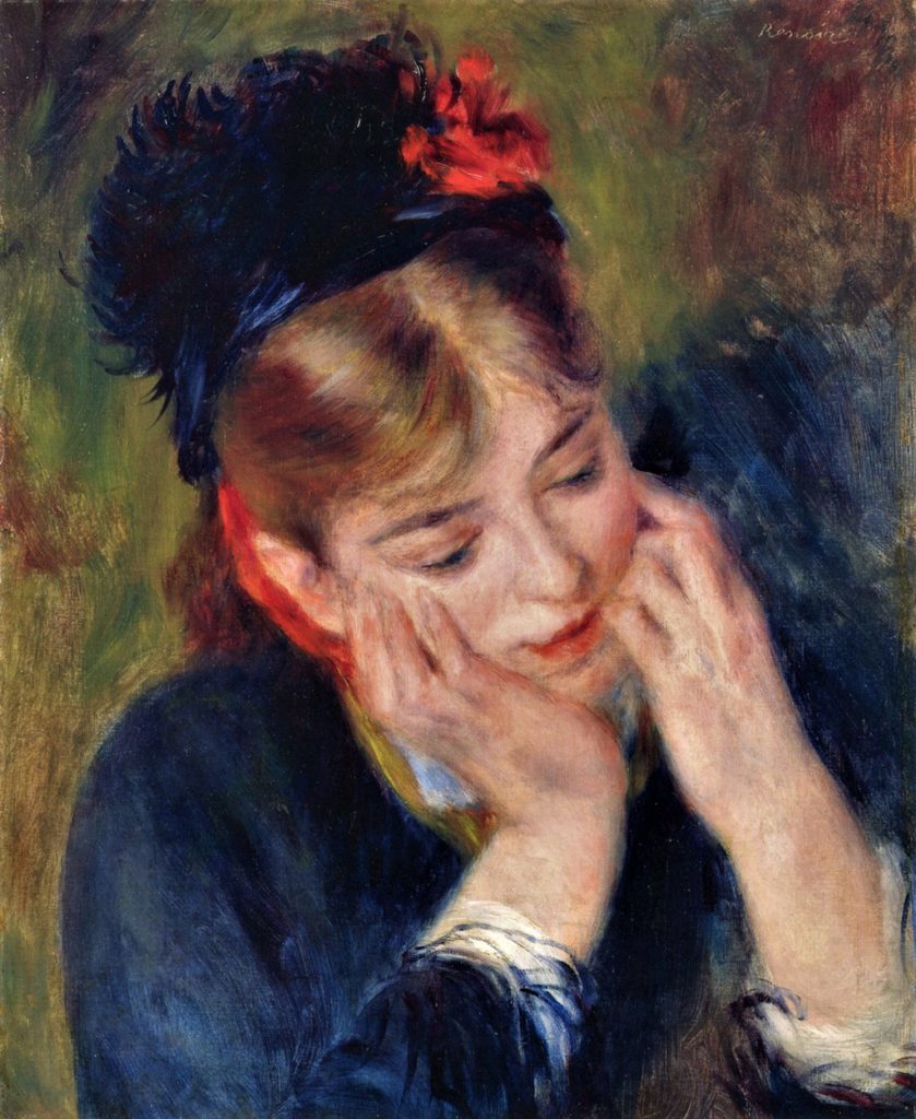 Auguste Renoir: 7IE-1882-141, Rêverie =? 1877, Reflection, 46x38, A2007/06/19 (iR2;iR11;R30,no298;R2,p394)