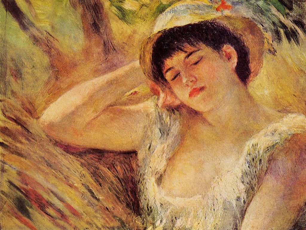 August Renoir, 7IE-1882-148, Jeune fille endormie. Now: CR328, 1880ca, CR328, The Sleeper, 49x60, private (iR2;iR59;R2,p395+416;R90II,p211+231;R108,no328;R15,p208)
