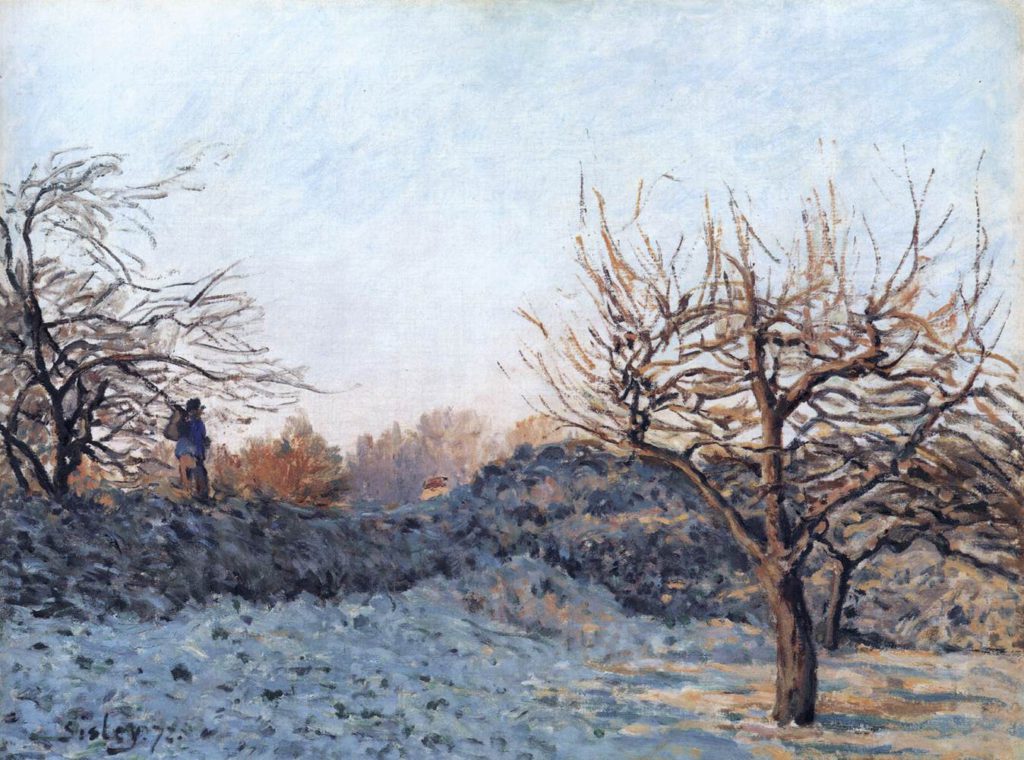 Alfred Sisley: 1872, SDbl, CR53=CCPP61, Hoarfrost, 46x61, private (iR2;iR10;R129,no53;R396,no61) Expos: =EU-C1900-617; GP1917-74. Provenance: 1873/02/27 Durand-Ruel; before 1900/02/10 Jules Strauss.