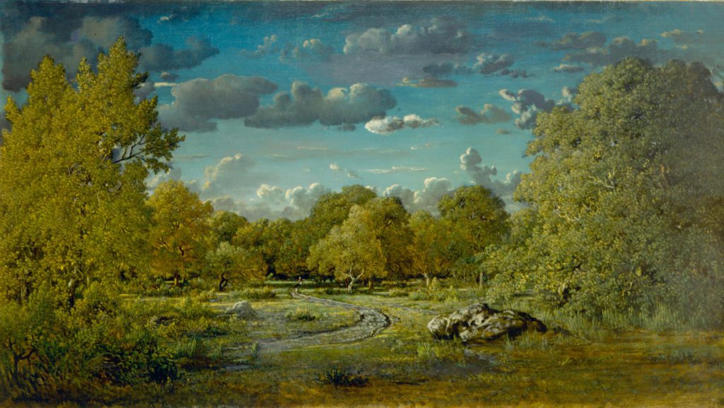 Rousseau (1812-1867): 1860-62ca, A Clearing in the Forest of Fontainebleau, 77x145, Norfolk Museum (iR2)