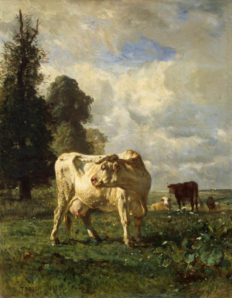 Constant Troyon (1810-65): 1852ca, Cows in the Field, 93x75, Hermitage (iR2;M95;R231) =? EU1867-603 = EU-C-1889-632, Vache blanche au pré