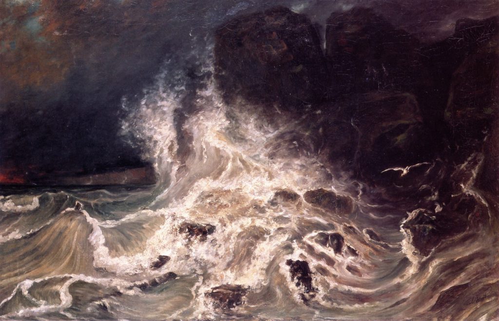 Paul Huet (1803-69): 1853, Breakers at Granville Point, 68x103, Louvre (iR2;M5)