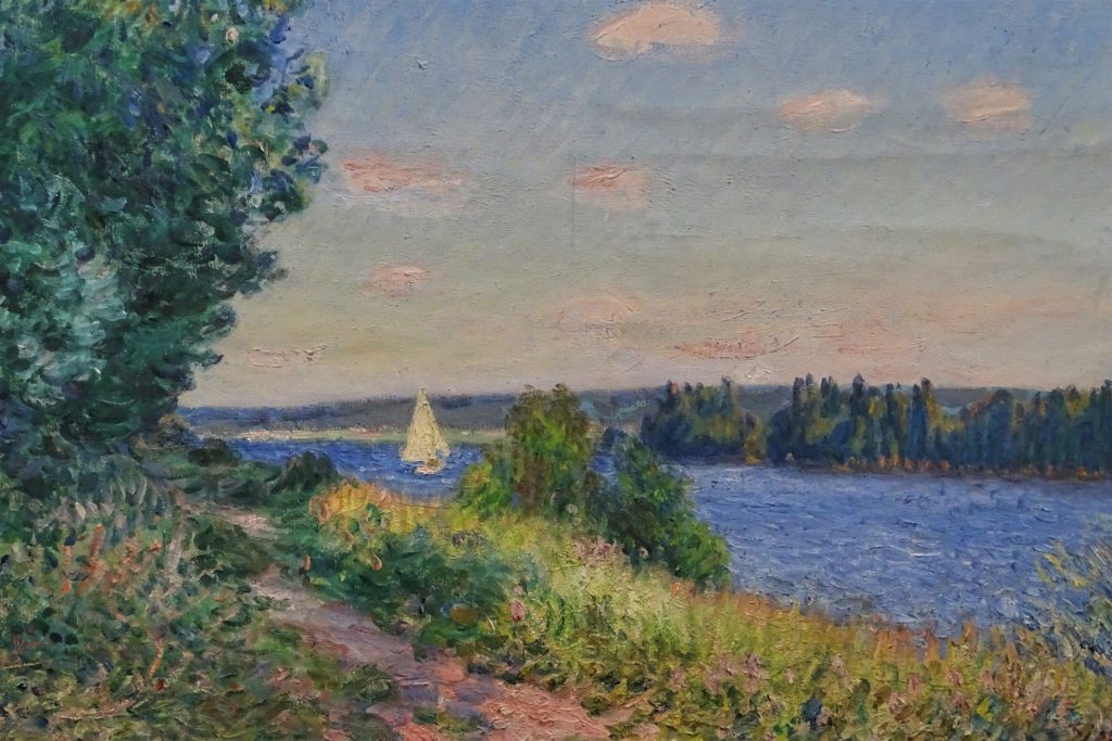Alfred Sisley: 1894, CR823=CCPP947, Le chemin de halage (Le sentier du bord de l'eau) à Sahurs, le soir, Normandie (detail), 80x100, MBA Rouen (HW18;iR1;R396,no947;M12) =SNBA-1895-1144, Le sentier du bord de l’eau à Sahurs (le soir); =GP1897-110; =GP1899-65; =Depeaux sale GP1906/06/01-72.