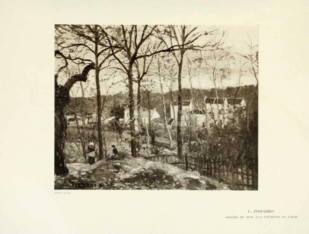 Pissarro, CCP135, 1869ca, Winter landscape at Louceciennes, 37x46, Orsay (R116). Rouart collection: Lisière de bois aux environs de Paris (en hiver), 37x46, (R45,p148+)