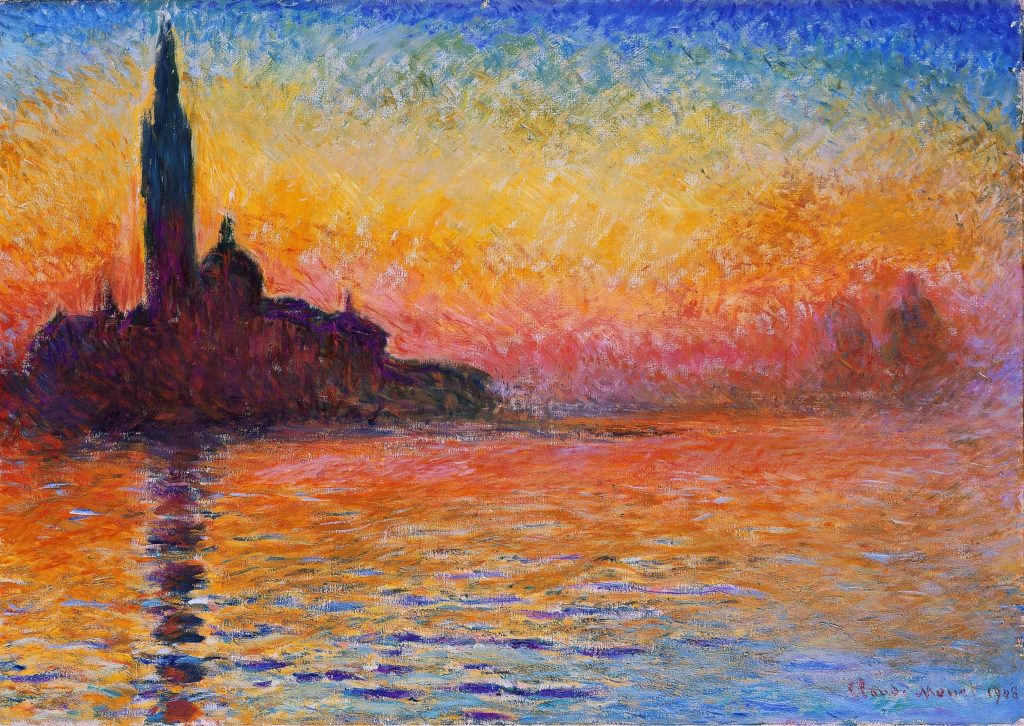 Claude Monet: 1908, CR1768, SDbr, San Giorgio Maggiore, at dusk, 65x92, NMW Cardiff (iR51;R22;M64) Expo: BJ1912-29; Cardiff-1913-27.