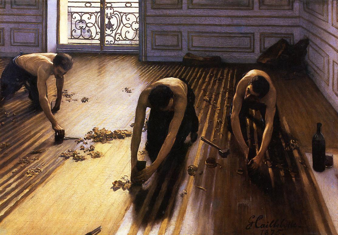 Gustave Caillebotte: 2IE-1876-17, Raboteurs de parquets = 1875, 1CR28 + 2CR34, The floor-scrapers, 100x145, Orsay (iR2;iR3;iR8;R2,p166;R90II,p33+47;R101,no28;R102,no34+p282;R41,p100;M1,RF2718) =HD1877/05/28-1; =NY-AAG-1886-30; =DR1894-29