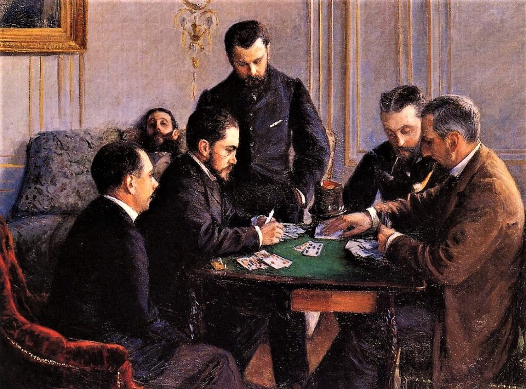 Gustave Caillebotte, 7IE-1882-1, Partie de bézique. Now: 1880-81, CR165/183, Game of Bezique, 121x161, Louvre Abu Dhabi (iR2;iR11;R2,p396;R101,no165;R102,no183+p283;R90II,p201+215;R41,p90)