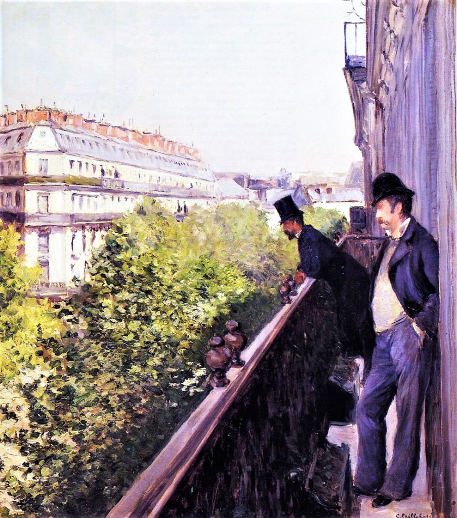 Gustave Caillebotte, 7IE-1882-11, Balcon. Now: 1880, CR136/146, A Balcony, 69x62, private (iR2;iR3;R2,p398;R90II,p201+215;R101,no136;R102,no146+p283)