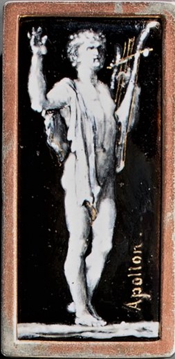 Alfred Meyer: 1860ca, Apollo with Lyre, after Emile Lévy, broche enamel painting , xx, A2016/06/02 (iR81)