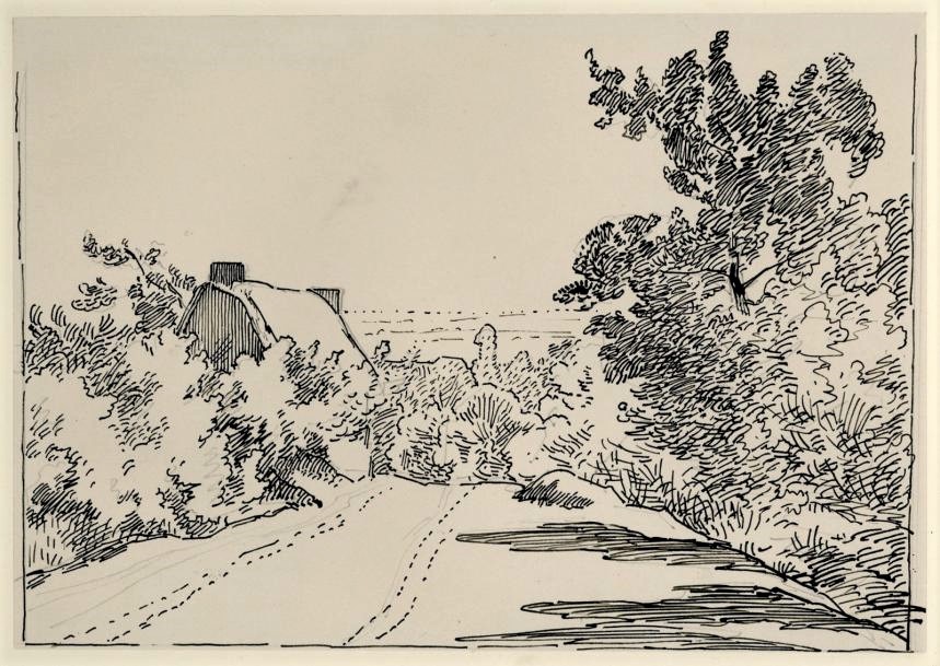 Léopold Levert, 18xx, paysage (Maybe: HD1883/02/26-100, Chemin de Noiseau), dr, 14x18, A2017/03/25 (iR10;aR3;aR2)