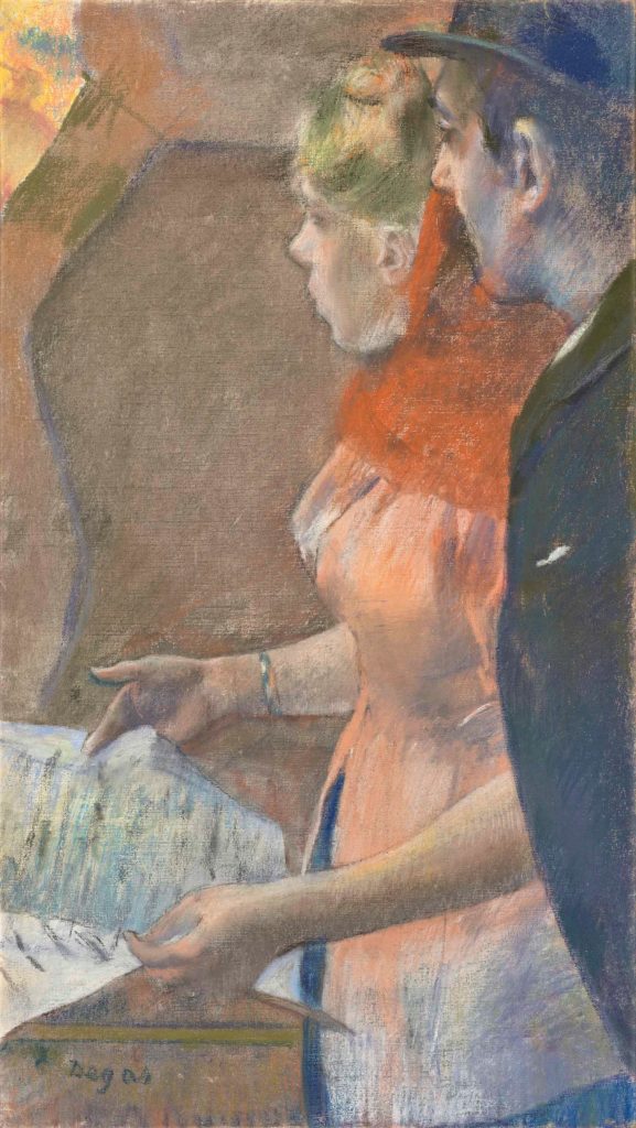 Edgar Degas: 1880-85ca, CR715, In the Wings, pastel, 67x38, private (iR2;R26,no630;R90II,p180;R114,no715) Compare: 6IE-1881-19+hc1, Vue de coulisses