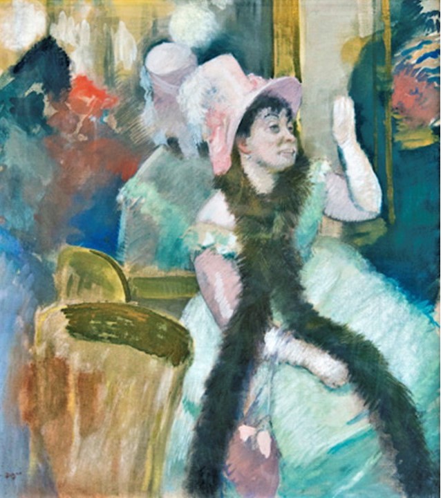 Edgar Degas, 4IE-1879-59, Portrait après un bal costumé (détrempe) = CR534, 1879, Portrait after a Costume Ball (Mme Dietz-Monnin), pastel+tempera, 86x75, AI Chicago (iR59;iR2;R90II,p109+128;R2,p267;R26,no562;M20) (Maybe not exhibited)