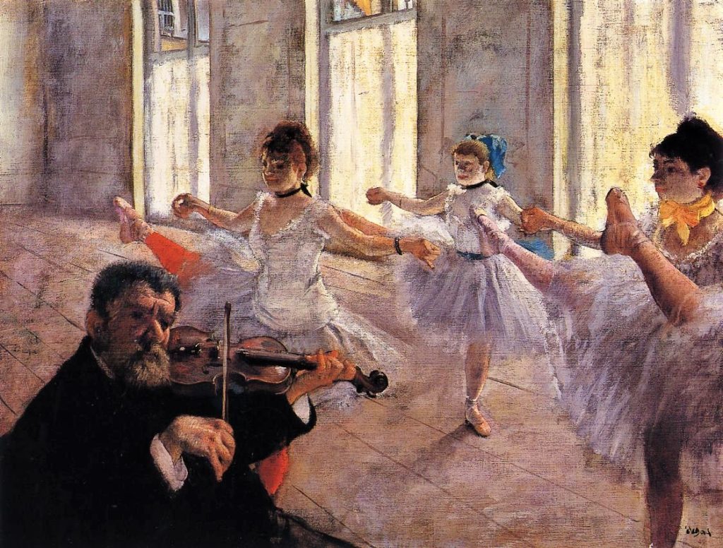 Edgar Degas: 4IE-1879-66, École de danse; appartient à M. H.R… =CR537, 1879ca, Rehearsal, 47x61, Frick New York (iR2;R90II,p110+129+294;R2,p268;R26,no727;R114,no537;M37) =Henri Rouart sale 1912-15.1