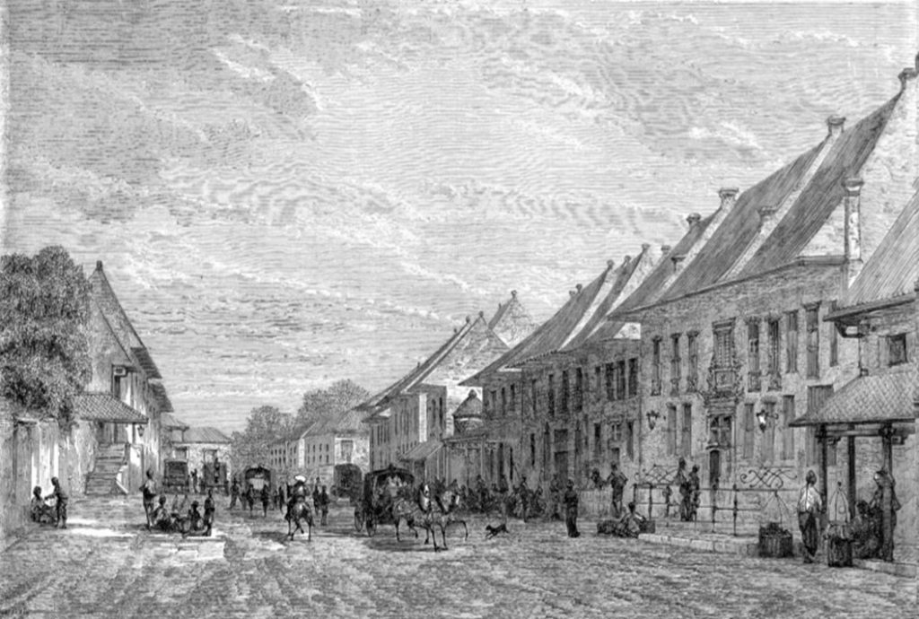 Auguste de Molins, 1858-61, Batavia, ville ancienne, dr, xx, xx (aR7;aR8). Compare: S1864-1368 Site du Kampong-Djirouk-Maniss, à Batavia (iR1).