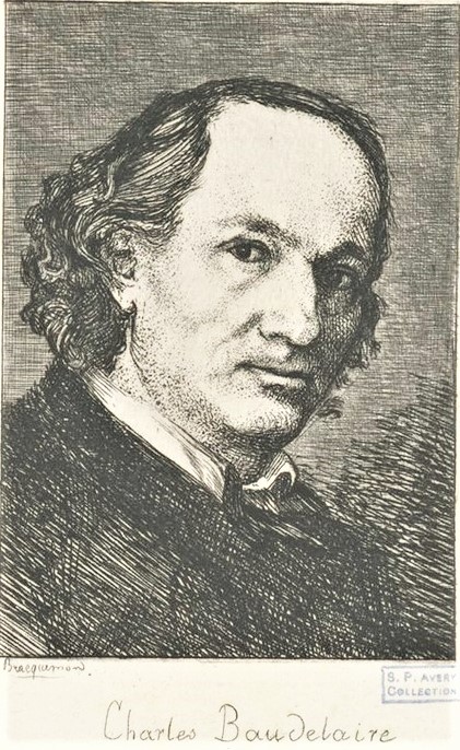 Félix Bracquemond, 1IE-1874-24-11, Portrait de M Baudelaire. Now:: 1861, B10, Charles Baudelaire (after his own drawing), etch, 35x26, NYPL (iR61;R87,p232;R2,p119;R90II,p17;R85,no10)