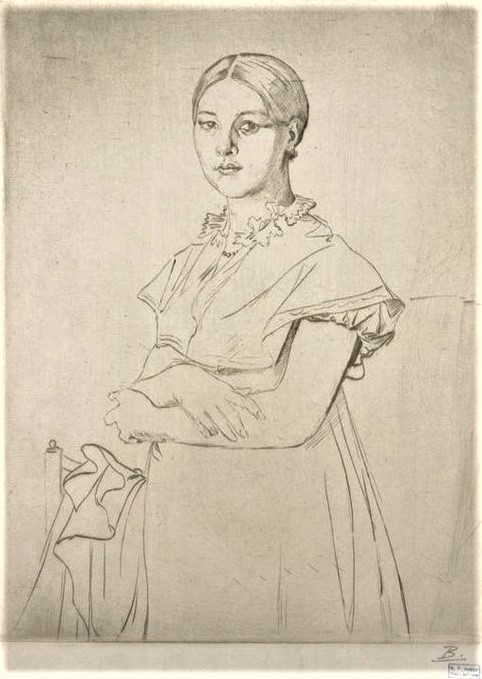 Félix Bracquemond, 1IE-1874-24-12, portrait de Madame Granger, d'après Ingres. Now: 1867, B56-1, Madame Granger, d'après Ingres, etch, 28x20, Metropolitan (iR61;iR10;Mx;R2,p119;R90II,p17;R85,no56)