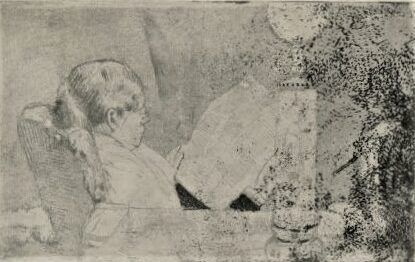 Mary Cassatt, 5IE-1880-31, Le soir. Maybe(?): 1882ca, CR72, Reading the newspaper, etch, 14x22, A2007/10/30 (iR11;R188,no72;R2,p311)