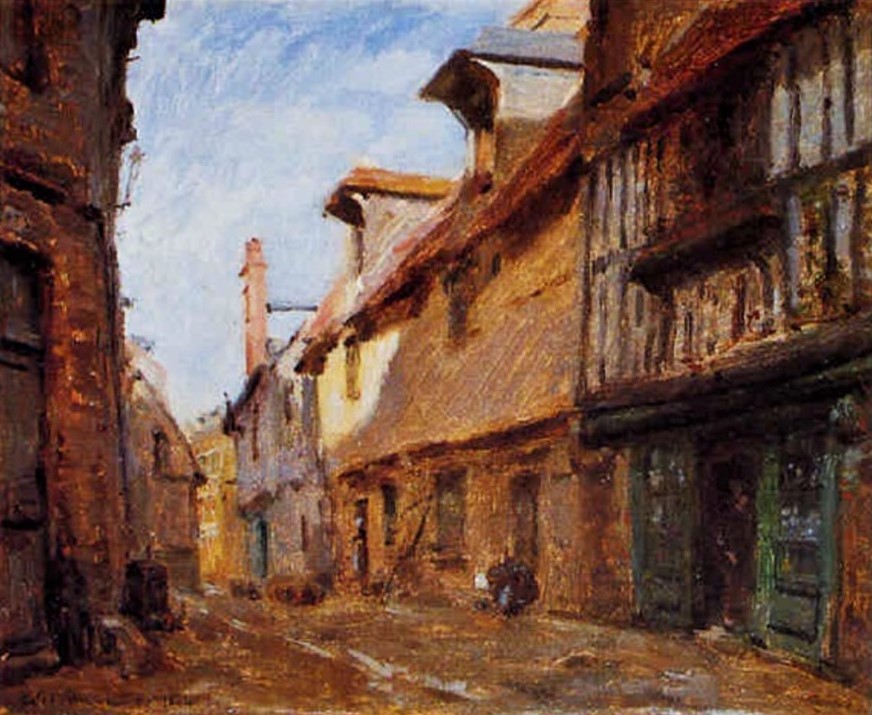 Adolphe-Félix Cals, 1864, La rue de la Vielle Halle à Saint-Valery-en-Caux, 22x28, A1999/03/20 (iR13)