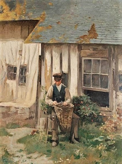 Adolphe-Félix Cals, 18xx, the basket weaver, 37x27, A2008/01/08 (iR11)