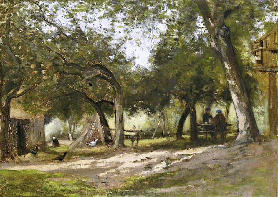 Adolphe-Félix Cals, 2IE-1876-27, sous les arbres. Very uncertain: 18xx, Landscape with a Farmyard, 25x33, AMAA Oxford (iR2;iR35;R2,p161)