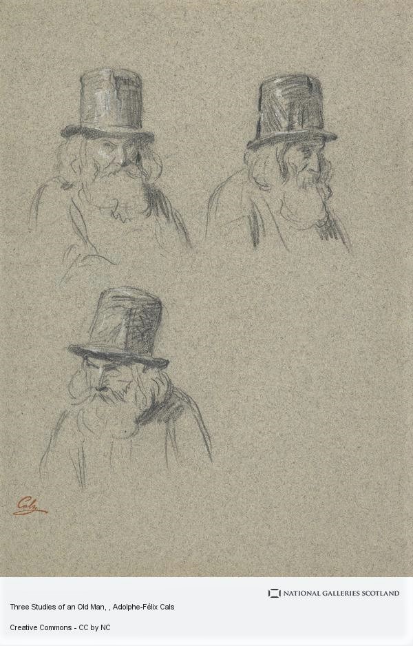 Adolphe-Félix Cals, S1835-304 Portraits d'homme. Compare: 18xx, Three Studies of an Old Man, dr, 36x26, NGS Edinburgh (iR10;iR1)