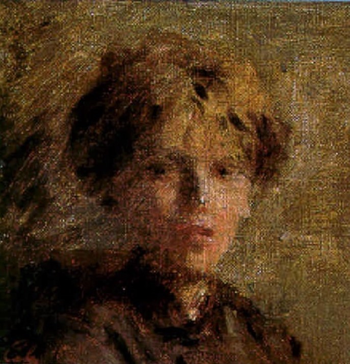 Adolphe-Félix Cals, S1844-257, Tête de jeune fille. Uncertain: 18xx, Portrait d'une jeune fille, 14x14, A1999/06/05 (iR13;iR10;iR1)