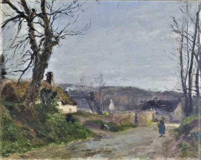 Adolphe-Félix Cals, S1867-256, Une rue à Béthancourt, Oise. Very uncertain: 1861(?), The way home, 21x27, A2012/03/20 (iR11;iR1)