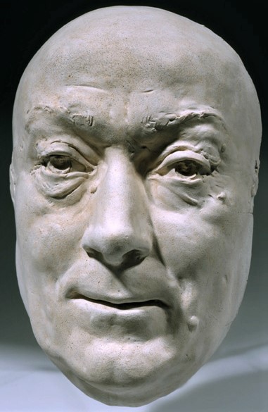 Zacharie Astruc: 1882, Mask of Théodore de Banville, plaster, 25cm, Md'Angers (iR23;iR1;M18) = SdAF-1882-4069-3, Le marchand de masques; statue, plâtre: De Banville.