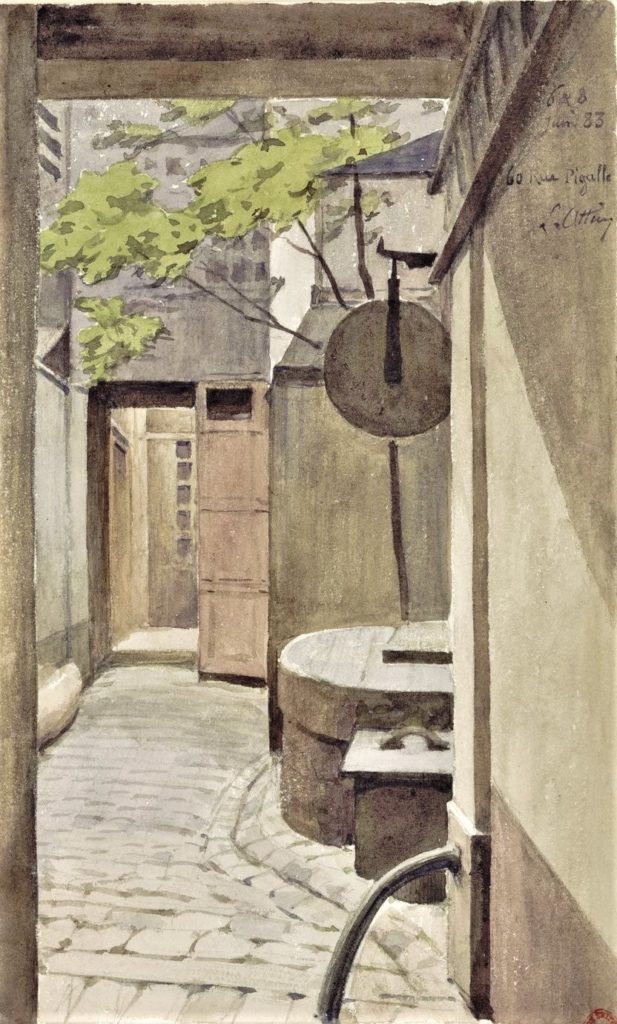 Léon-Augste Ottin, 1883/06/06 et 08, 60 rue Pigalle (9e arr., Opera, St Georges), wc, 23x14, BNF Paris (iR40;aR21) collection Chauvet