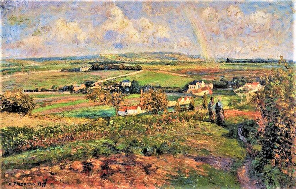 Camille Pissarro, 3IE-1877-171, La plaine d'Epluches (Arc-en-ciel). Now: 1877, CCP495, The Rainbow, Pontoise, 53x82, KMM Otterlo (iR2;iR59;R2,p232;R116,CCP495;R90II,p81+99;R2,p206;M72)