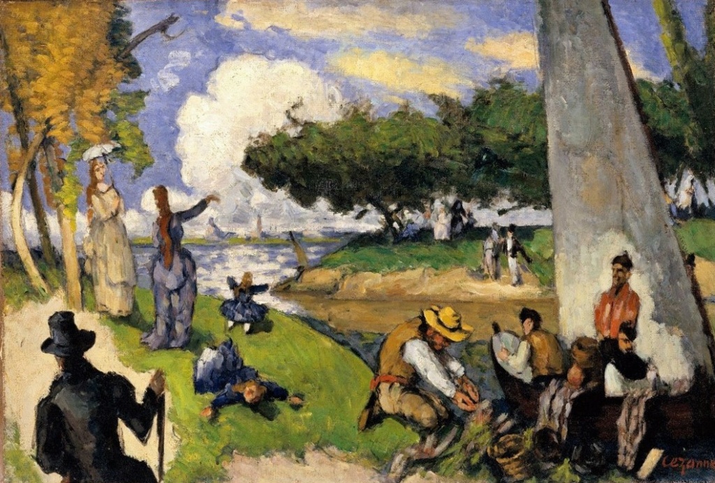 Paul Cézanne, 3IE-1877-32+hc, Scène Fantastique, Les pêcheurs. Now: 1873-75ca, CR243+FWN634, The Fishermen (Fantasy Scene; a day in July), 54x81, Metropolitan (iR2;iR194,no634;R189,no243;R2,p213;R90II,p72+89;R48,no261)
