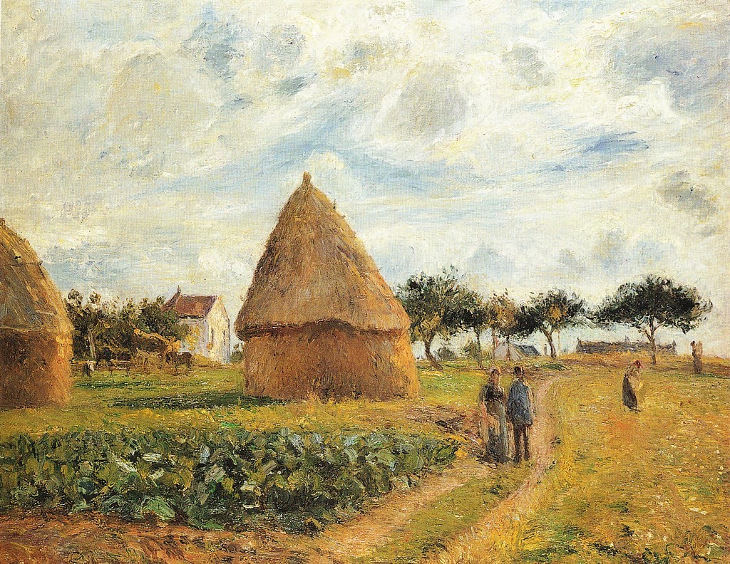 Camille Pissarro, 4IE-1879-179, Les meules; appartient à M. G… =1878, CCP574, Peasants and haystacks in a field, 54x65, private (iR10;iR94;R116,CCP574;R2,p270;R90II,p289) Gauguin collection.